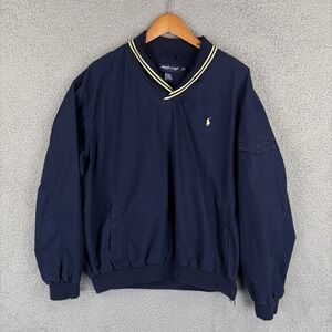 Vtg Polo Golf Ralph Lauren Windbreaker Jacket Mens XL Navy Loop Collar Pony READ